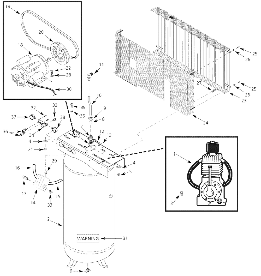 Air-Compressor Parts Diagram and Parts List for HS7810X5  Campbell Hausfeld Compressor